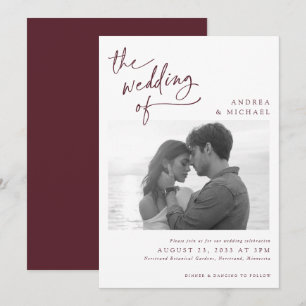 Invitation Mariage Photo Moderne Vin Merlot Bourgogne