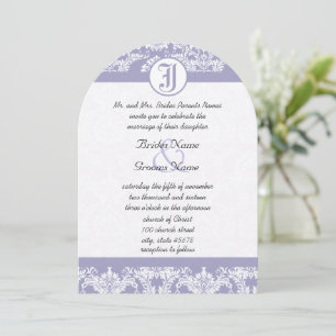 Invitation Mariage photo Monogram Vintage Lavender Damask