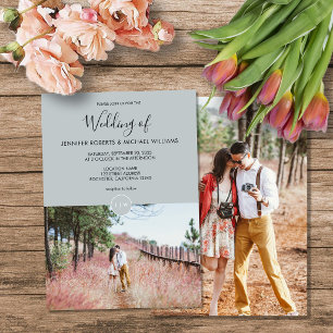 Invitation Mariage photo monogramme rustique élégant moderne