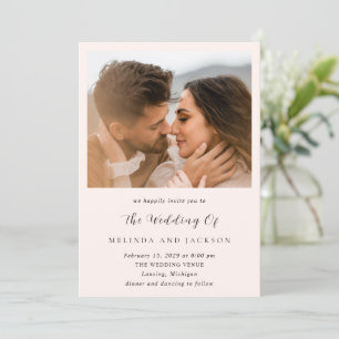 Invitation Mariage Photo Neutre Moderne Terreux