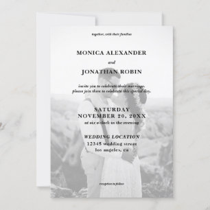 Invitation Mariage Photo Noir & Blanc Moderne