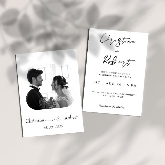 Invitation mariage photo noir et blanc élégant (Créateur téléchargé)