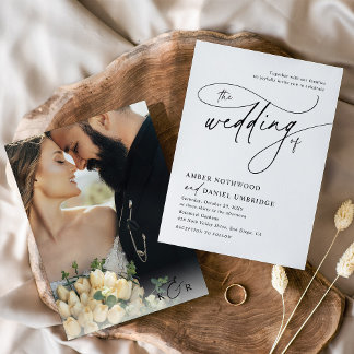 Invitation Mariage photo noir et blanc minimaliste