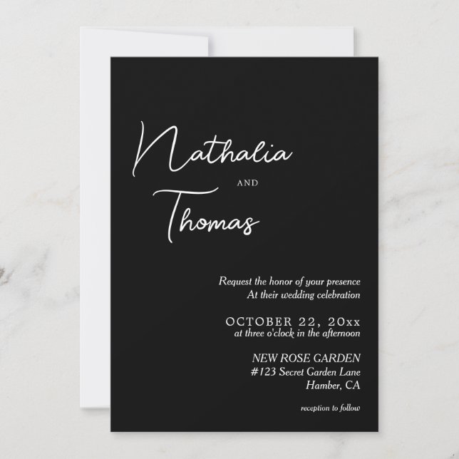 Invitation Mariage photo noir et blanc simple (Devant)