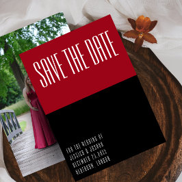 Invitation Mariage photo noir et rouge ultra moderne