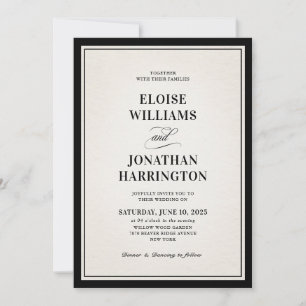 Invitation Mariage photo noir formel moderne avec vieille for