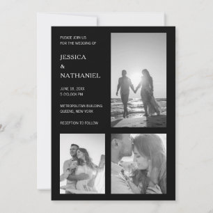 Invitation Mariage photo noir minimaliste moderne