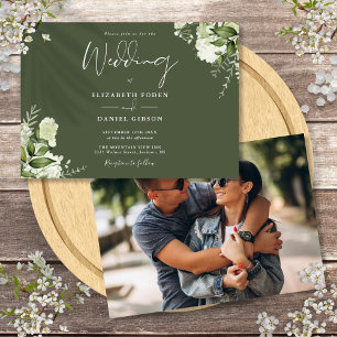 Invitation Mariage photo Olive Green Botanical Green
