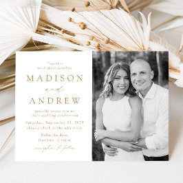 Invitation Mariage photo or moderne élégant