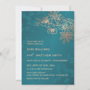 Invitation Mariage Photo Or Rose Ton Teinté