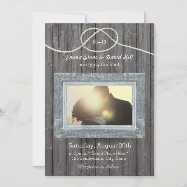 Invitation Mariage photo Patiné rustique (Devant)