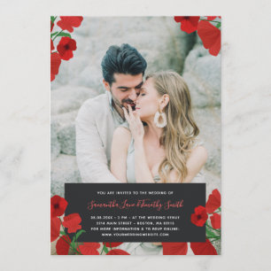 Invitation Mariage photo personnalisé Red Poppies