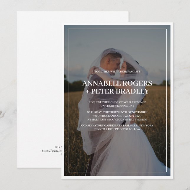 Invitation Mariage photo personnalisé simple et moderne (Devant / Derrière)