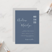 Mariage photo poussiéreux bleu et gris Calligraphi