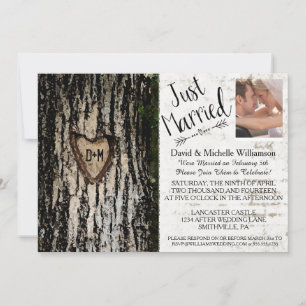 Invitation Mariage photo Rustic Romantic Tree Post