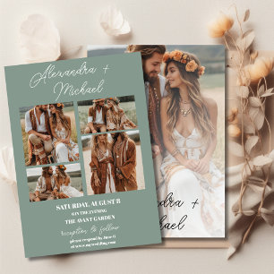 Invitation Mariage photo Sage Green Minimal Overlay