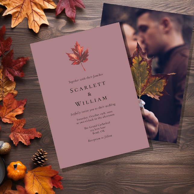 Invitation Mariage photo simple à feutre d'automne simple Mau (Créateur téléchargé)