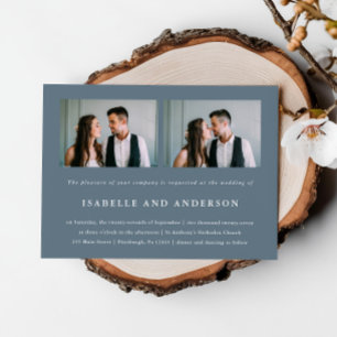 Invitation Mariage photo simple Dusty Blue Two