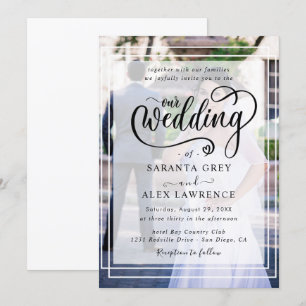 Invitation Mariage photo simple en noir et blanc