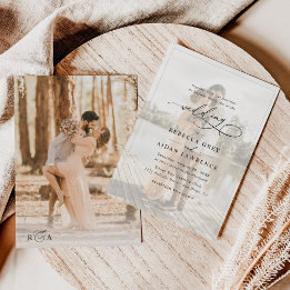 Invitation Mariage photo simple en noir et blanc