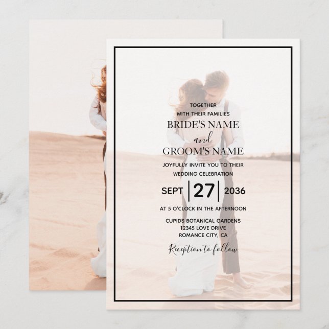 Invitation Mariage photo simple et élégant (Devant / Derrière)
