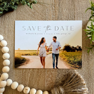 Invitation Mariage photo simple et moderne Enregistrer la dat