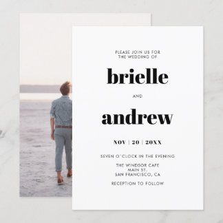 Invitation Mariage photo simple Gras Serif