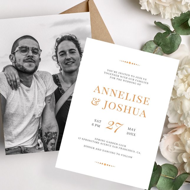 Invitation Mariage photo simple moderne en or cuivre (Créateur téléchargé)