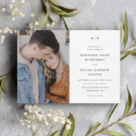 Invitation Mariage photo simple noir et blanc élégant