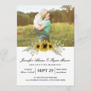 Invitation Mariage photo simple tournesols