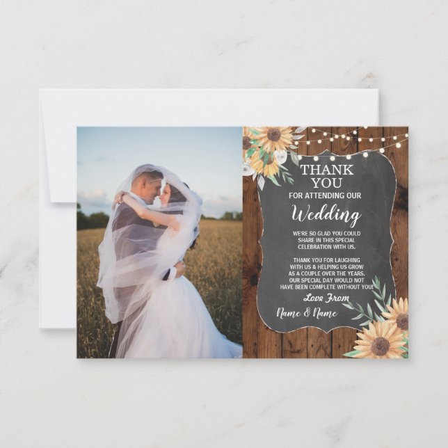 Invitation Mariage photo Sunflower (Devant)