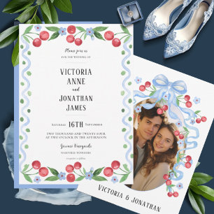 Invitation Mariage photo Sweet Cherry Watercolor