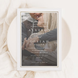 Invitation Mariage Photo Transparent Or Élégant