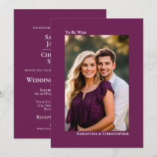 Invitation Mariage photo vertical simple Magenta Plum