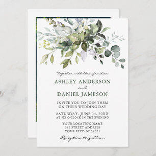 Invitation Mariage photo Watercolor Greenery