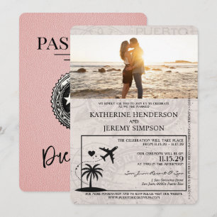 Invitation Mariage Pink Porto Rico Passport