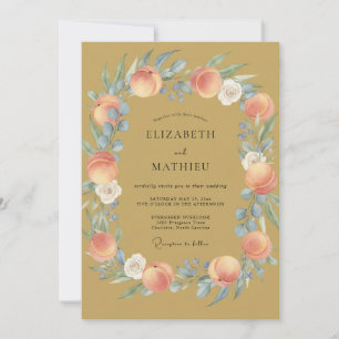 Invitation Mariage Pivoine Abricot Moutarde
