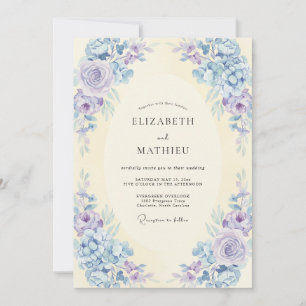 Invitation Mariage Pivoine Améthyste Pervenche