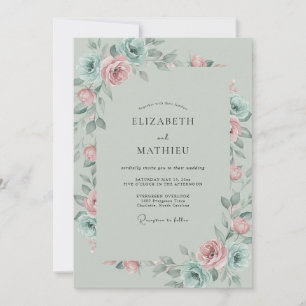 Invitation Mariage Pivoine Aqua Menthe