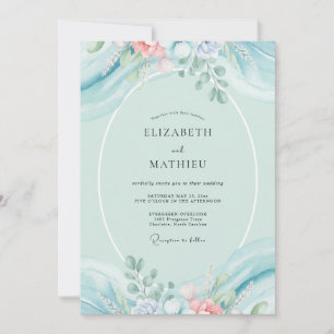 Invitation Mariage Pivoine Aqua Pâle