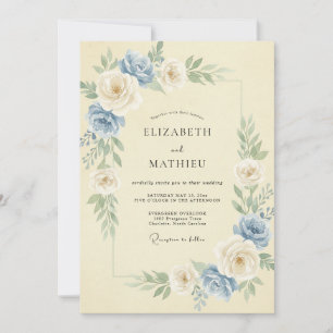 Invitation Mariage Pivoine Beurre Bleuet