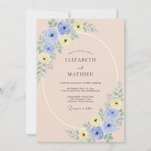 Invitation Mariage Pivoine Beurre Bleuet