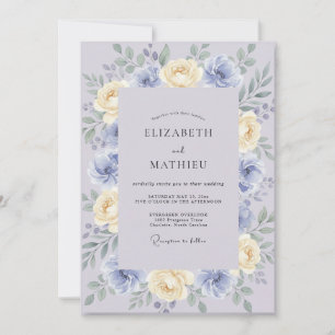 Invitation Mariage Pivoine Beurre Pervenche