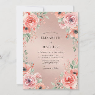 Invitation Mariage Pivoine Champagne Rosé