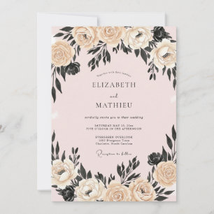 Invitation Mariage Pivoine Charbon de Champagne