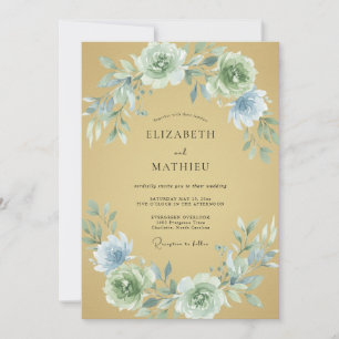 Invitation Mariage Pivoine Glace Moutarde