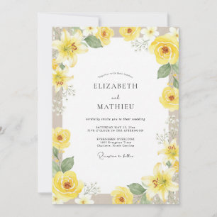 Invitation Mariage Pivoine Jaune Ensoleillé