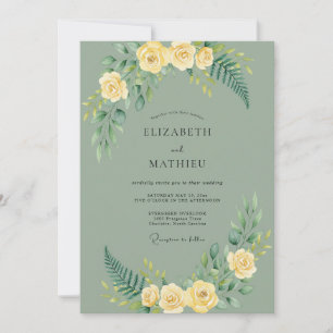 Invitation Mariage Pivoine Jaune Olive