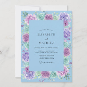 Invitation Mariage Pivoine Lilas Bleuet