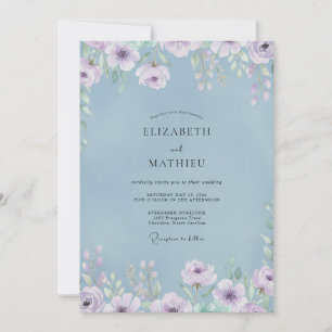 Invitation Mariage Pivoine Lilas Pervenche